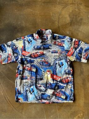 Reyn Sports Dodge Viper AOP Car Print Short Sleeve Button-Up Hawaiian Shirt